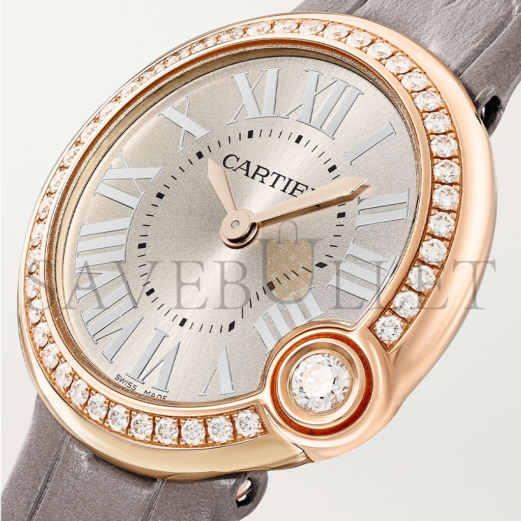 Ca*t*er ballon blanc de Ca*t*er 30mm 18-karat rose gold, alligator and diamond watch wjbl0008